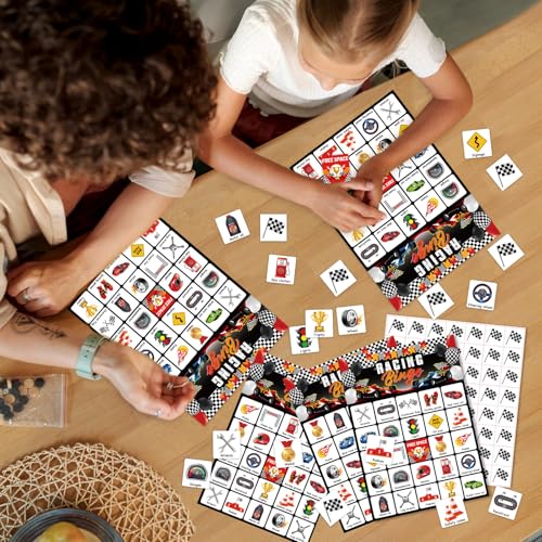 Shappy Race Car Bingo Game Set for Adults & Kids - 35 Pcs Racing Party Fun