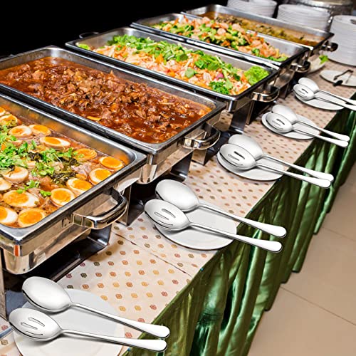 LIANYU Silver 12-Piece Serving Utensils Set - Large Stainless Steel Spoons & Forks