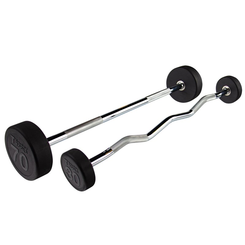 Body-Solid (SBZ20) Rubber Coated Fixed Weights Straight Barbell Bar for Weightlifting Exercise Bodybuilding Strength Training, 20lb (Midnight Black)