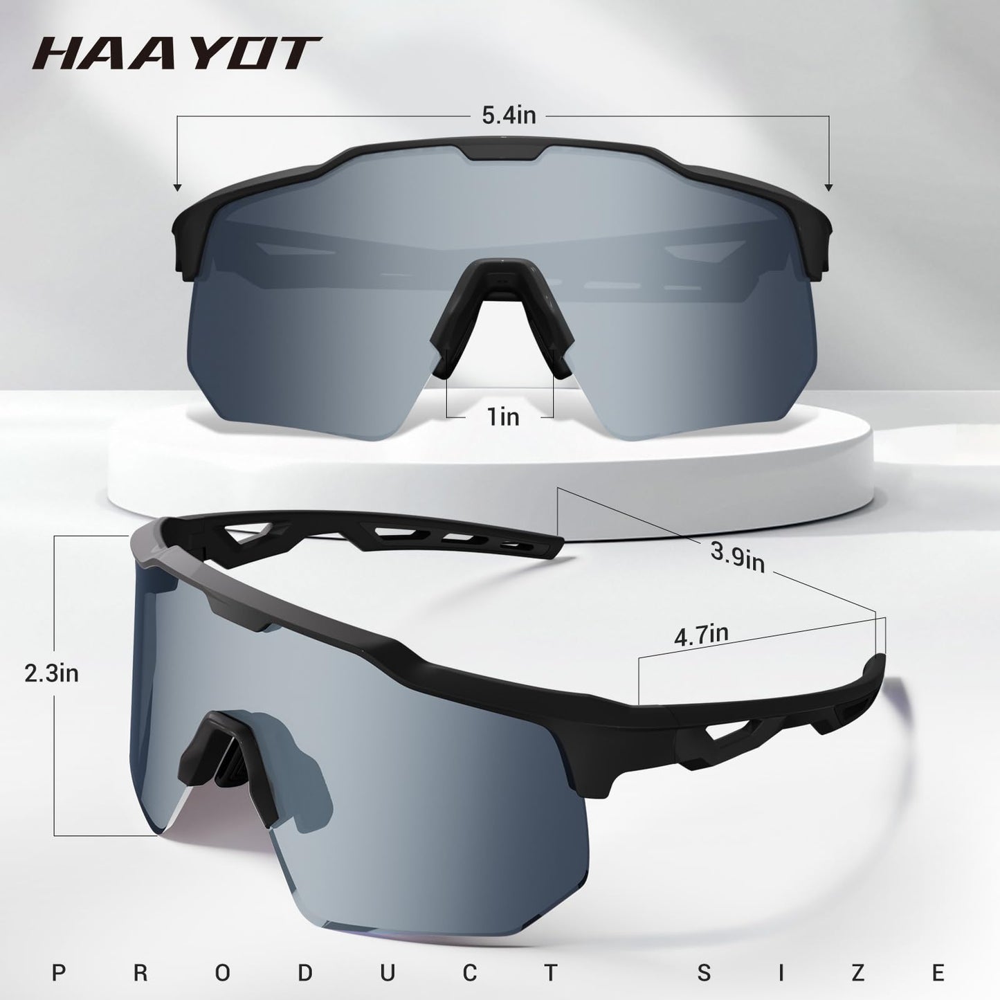 HAAYOT Polarized Sports Sunglasses for Men Women Youth Baseball Cycling Running Softball Biking Glasses 5 Lenses Matte Black Silver