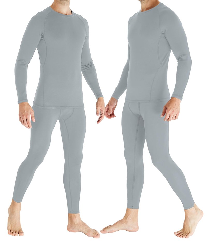 TELALEO 2 Set Mens Thermal Underwear Fleece Lined Long Johns 4 Pcs Base Layer Shirts Pant for Cold Winter Weather L