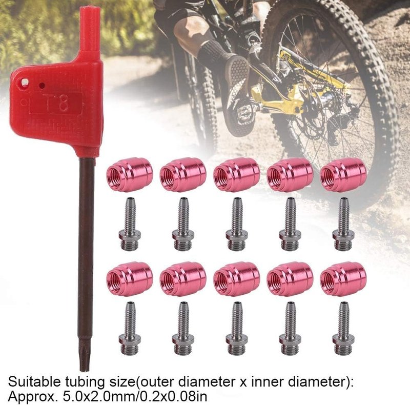 WQAPVHBG Bicycle Olive Connecting Insert, 10Pcs Bike Olive Head Set, Oil Brake Olive Head Oil Needle and 1Pcs Installing Tool Replacement for Sram Stealthamajig Bike Brake Qil Tube