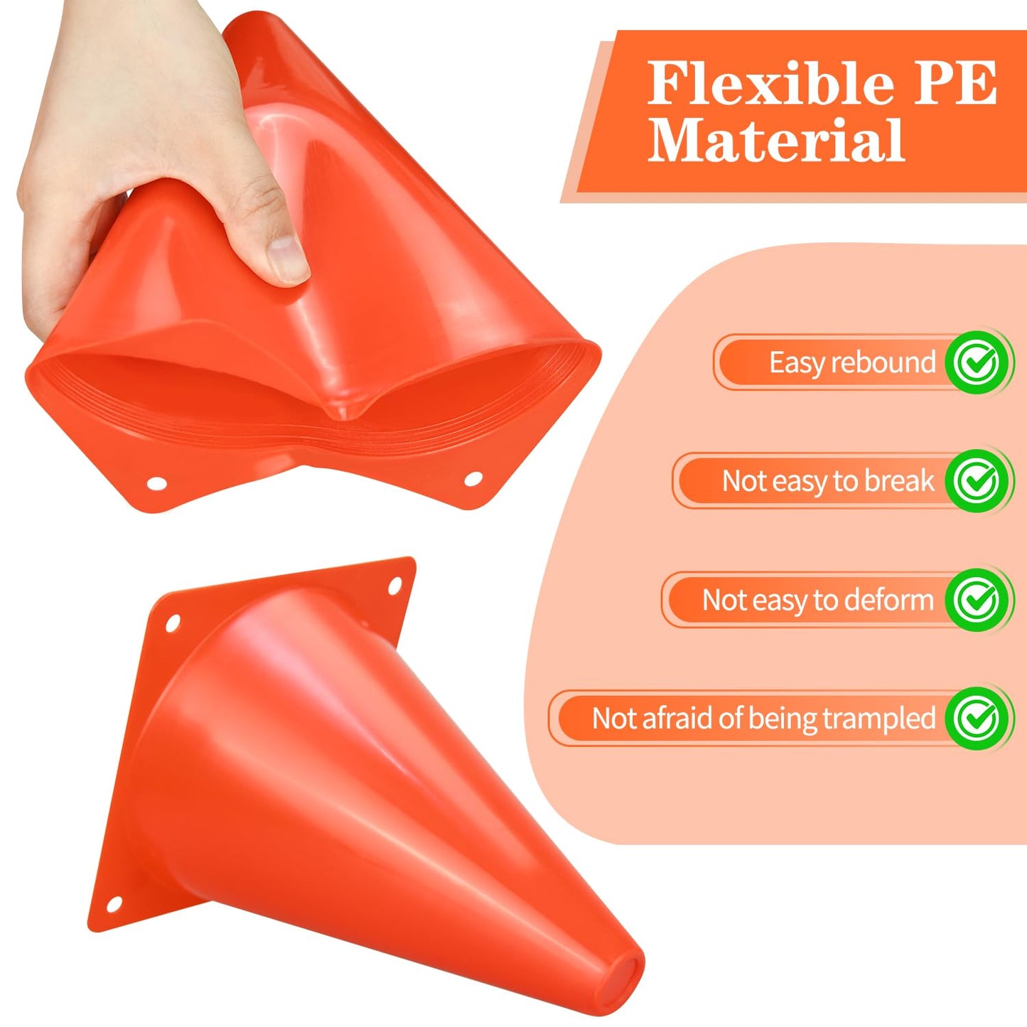 PXZBLG 12pcs 7 Inch Soccer Cones, Plastic Traffic Training Cones for Basketball Football Skating Drills Practice, 6 Colors