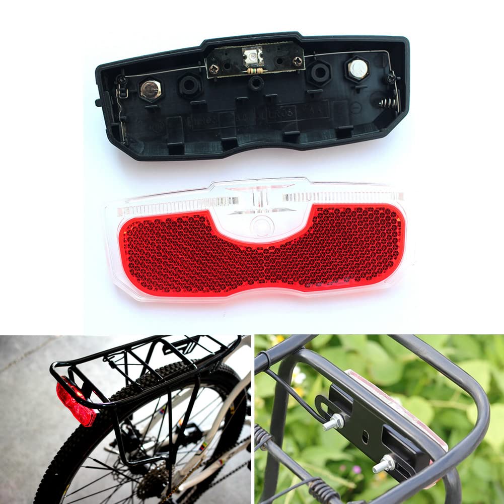 GreceYou Bike Tail Light, Bicycle Rear Reflector Tail Light for Luggage Rack Aluminum Alloy Reflective Taillight, 80mm Screw Mounted/Easy Release (Battery NOT Included)