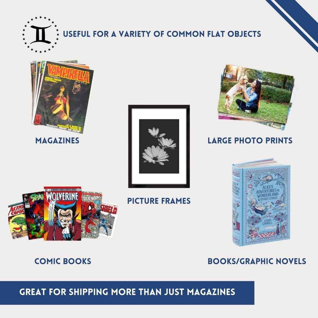 Gemini Magazine and Comic Book Mailers for Shipping (8.5x11x2’’ – 25 Pack) | US-Made Corrugated Cardboard Stay Flat Mailers with Expandable Capacity | Great For Shipping Documents, Photos, and More.