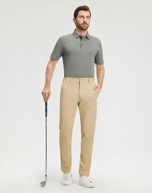M MAELREG Men's Polo Shirt - Short Sleeve Performance Stretch Dry Fit Golf Polo in Jacquard Design