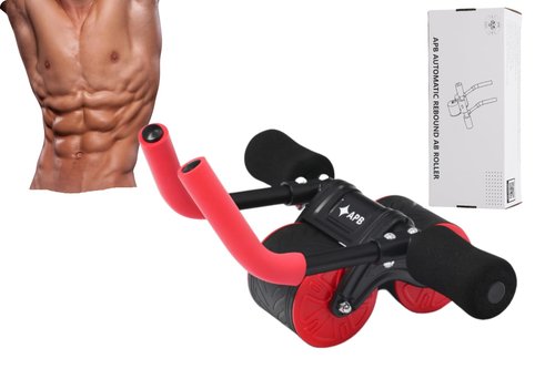 APB Blast Ab Roller, with thick elbow support with resistance spring. Ab workout for Abdonimal and Core strength Exercise. Equipment for a Home Gym and a Home Workout, Red