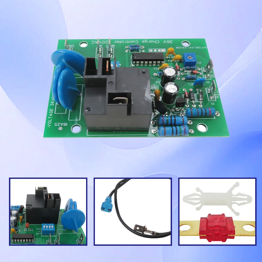 36 Volt Charger Charging Board by BLUE ELF for EZGO Golf Cart, Designed with Charging Status LED, Including 50A Fuse, Replace for EZGO Powerwise Chargers 1994-Up