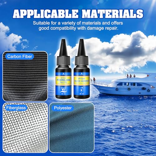 Fiberglass Boat Repair Kit with UV Light - Fast Drying, Mega Adhesion