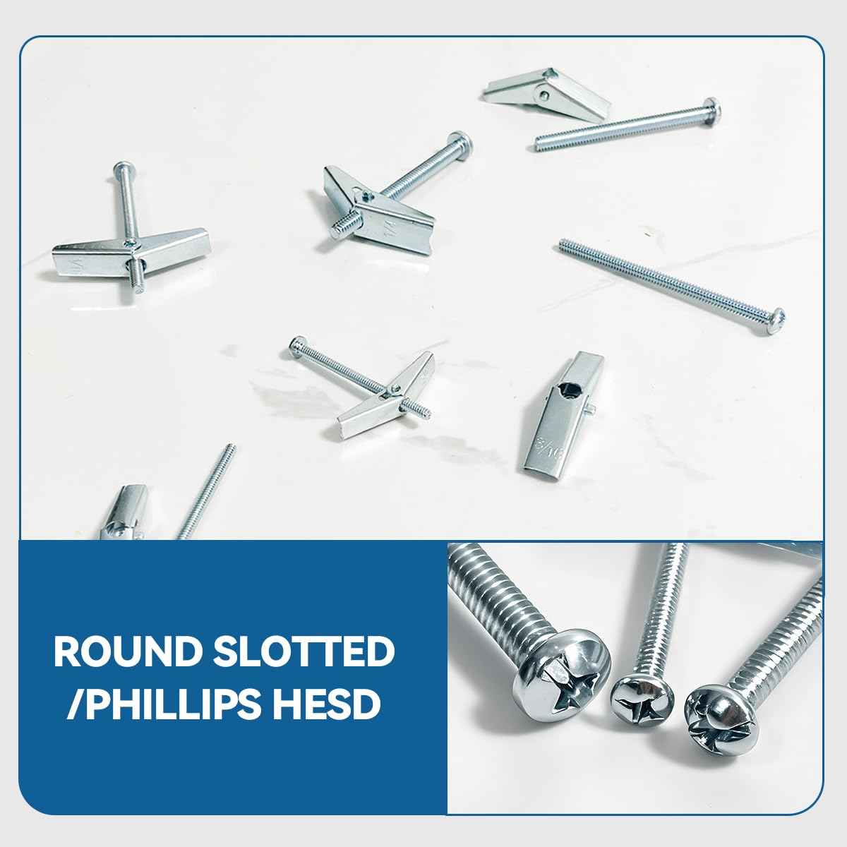 1/4X3-Inch Toggle Bolt and Wing Nut for Hanging Heavy Items on Drywall (60 Pack)