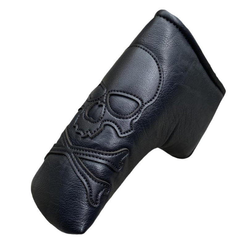 Skull Magnetic Golf Putter Cover Headcover Blade Putter Head Cover in Black Skeletion Golf Club Covers fits for Putters Width Under 1.6" (Black Stitching)