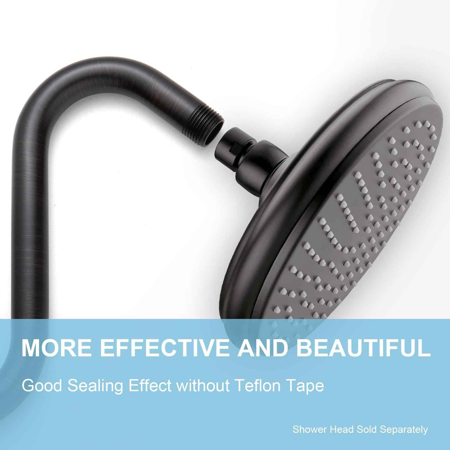 OFFO Shower Head Extension Arm 8 in, Oil Rubbed Bronze S Shaped Shower Arm with Flange High Rise Goose Neck Shower Extension