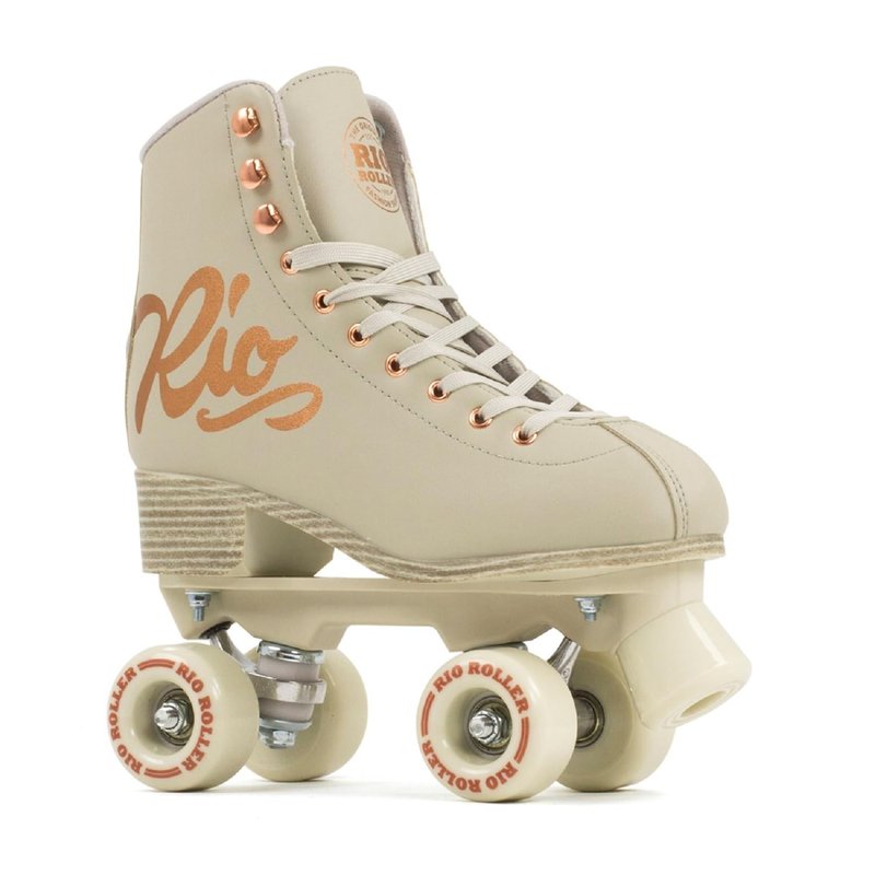 Rio Roller Rose Roller Skates - Unisex Indoor/Outdoor Quad Roller Skates - UK 6 (U.S. Ladies 8) - Cream/Rose Gold