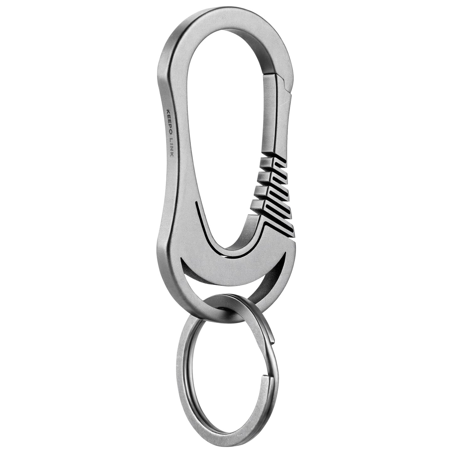KEEPO LINK Titanium Keychain Carabiner Clip for Keys, EDC Carabiner Keychain Key Ring for Men & Women, OLM01 (Gunmetal Grey)