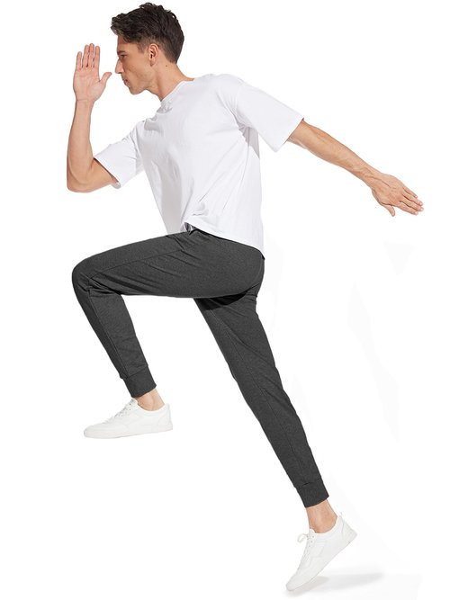 SEVEGO Men's 34" Tall Inseam Lightweight Cotton Joggers Extra Long Sweatpants Athletic with Zipper Pockets Charcoal, L