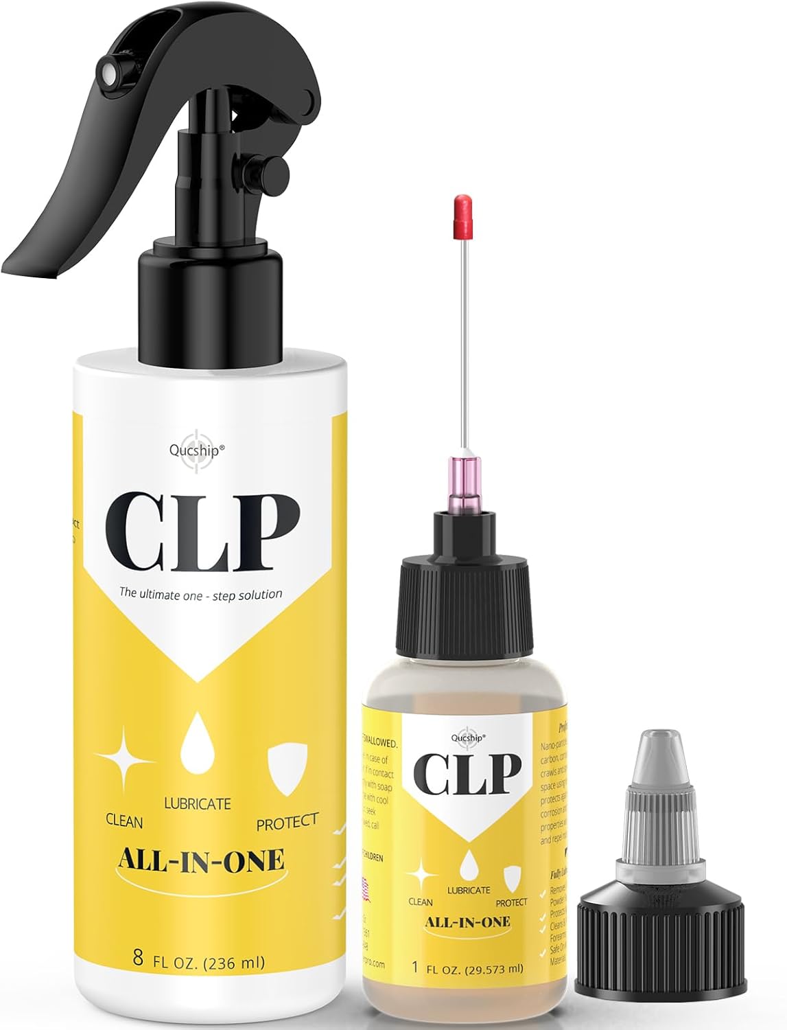 Qucship Gun Oil Cleaning Kit - Multi-Purpose 8 oz & 1 oz Needle Oiler for Optimal Protection