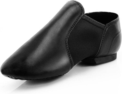 Keemi Black Jazz Dance Shoes for Girls & Boys | Non-Slip Leather Kids' Footwear