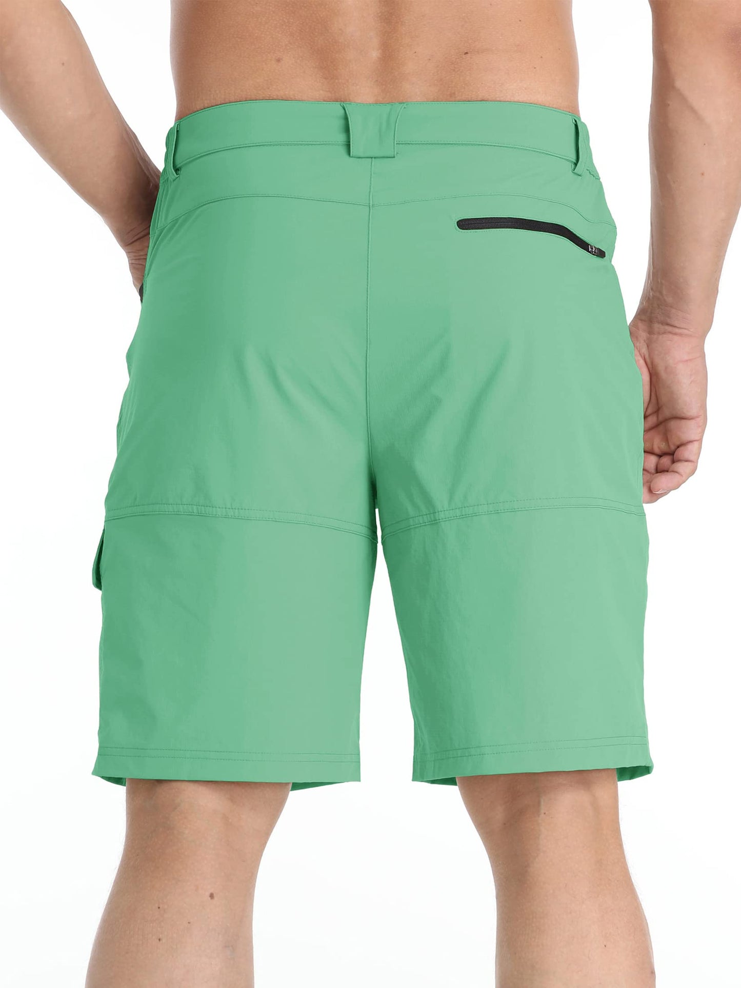TACVASEN Mens Dress Shorts Golf Outdoor Lightweight Quick Dry Summer Casual Hiking Cargo Shorts with Zipper Pockets Mint Green 32
