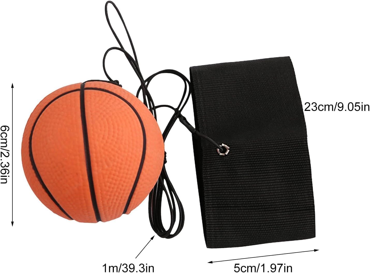 Wrist Return Ball, Basketball Wrist Return Ball, Small BasketBalls for Wrist Exercise Fun Outdoor Adults, Speed and Agility Training Tool, Rubber Rebound Bouncy Wristband Balls on Elastic String