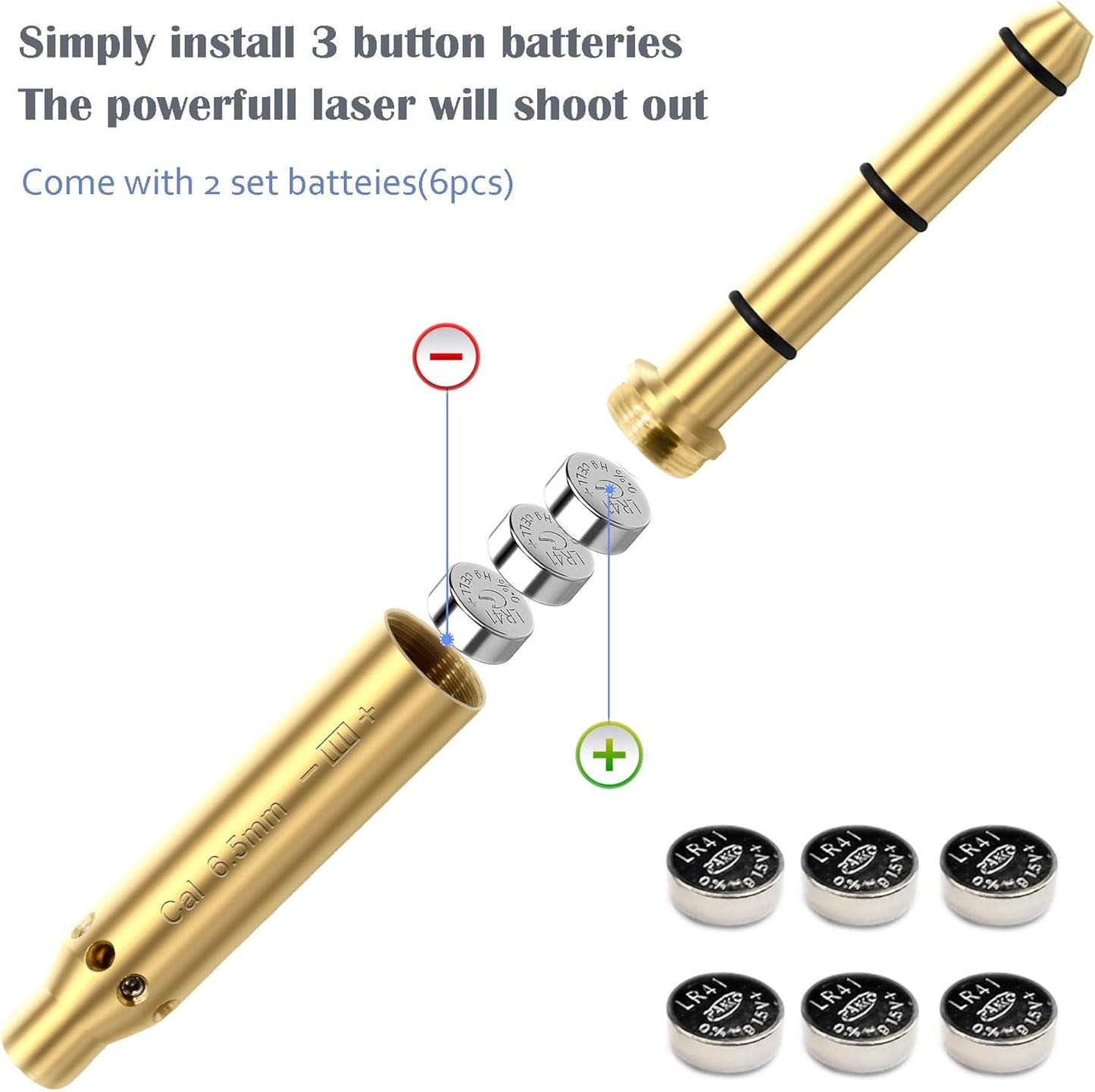Red Laser Boresighter - 6.5MM Caliber End Barrel Laser Bore Sight for Accurate Fitting in Revolvers, Pistols, Rifles & Air Guns