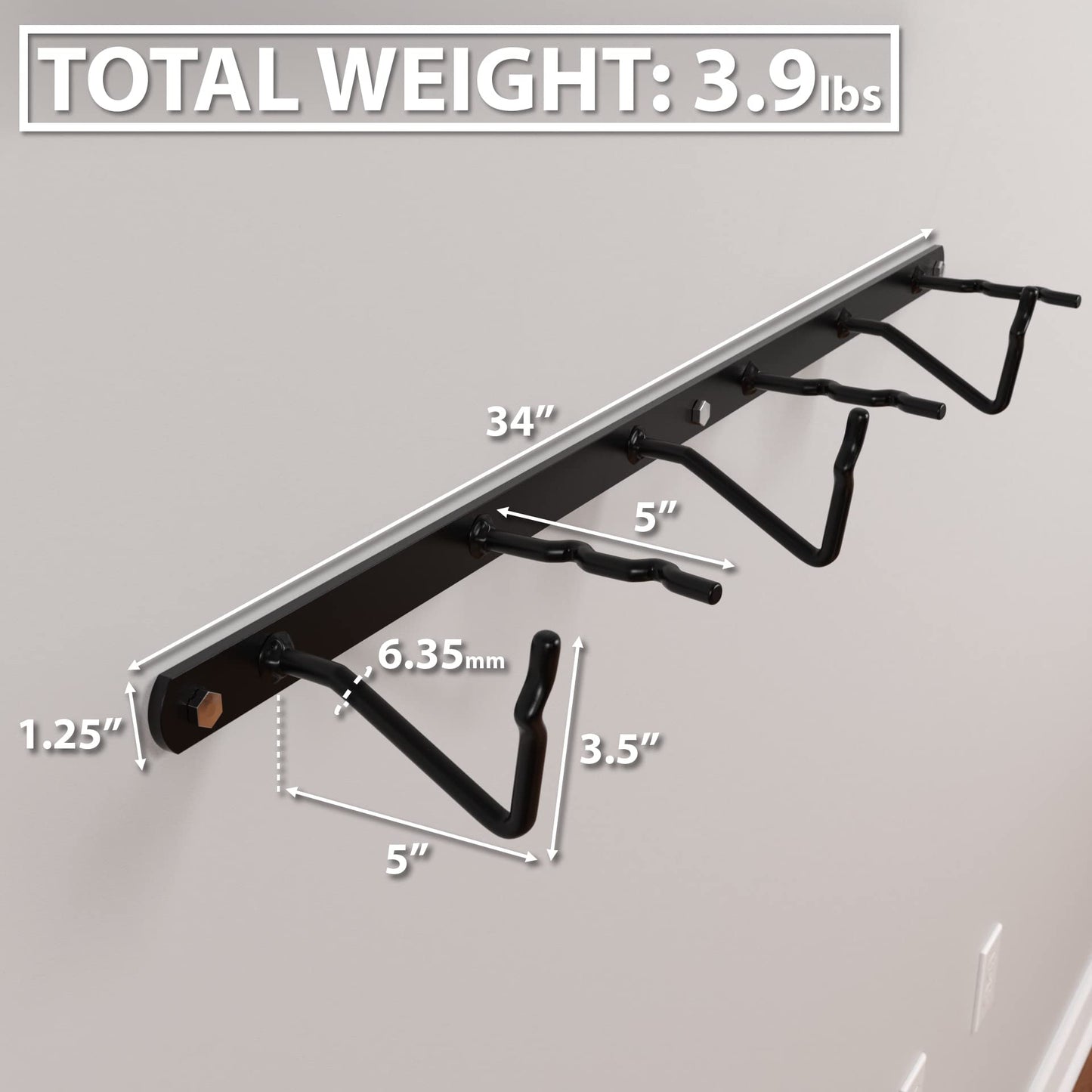 Synergee Cable Attachment Rack. Wall Mounted Storage Rack. Multi-Use Storage Posts for Exercise Attachments.