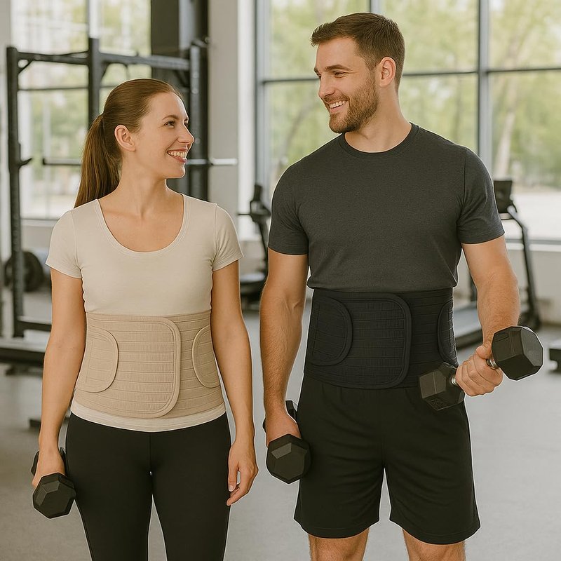 ORTONYX Ergonomic Abdominal Binder Waist and Lower Back Support Belt, Back Brace for Women & Men - Breathable, Elastic, With Extra Band - Black XXL