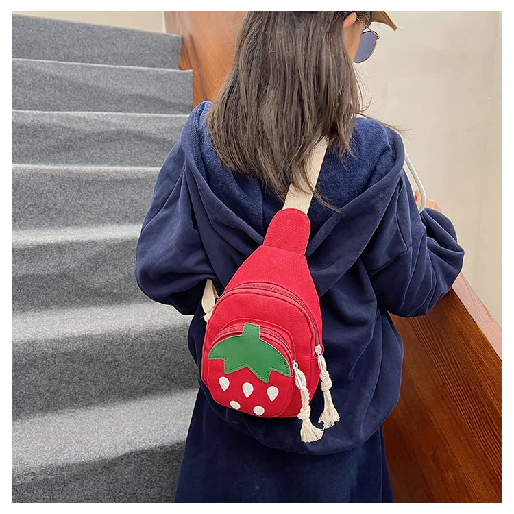 Mini Sling Backpack for Girls - Red Strawberry Design