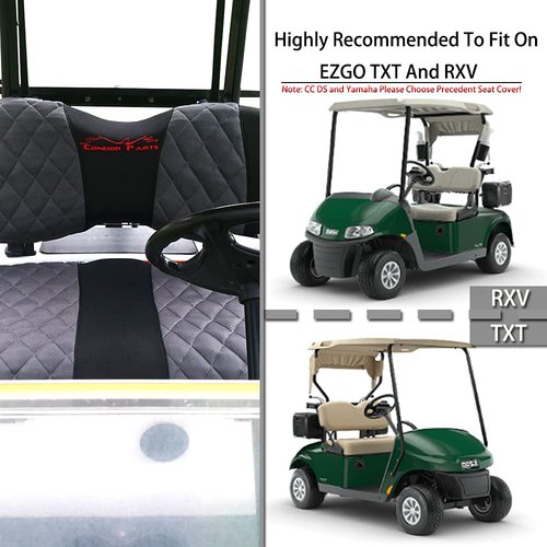 Jaxpare Golf Cart Diamond Seat Covers Kit Fit for EZGO TXT 1994-2013/EZGO RXV OEM Ordinary Front Seat Cushion.Breathable and Washable Sandwich Mesh Air Spacer.Renew Your Golf Cart.