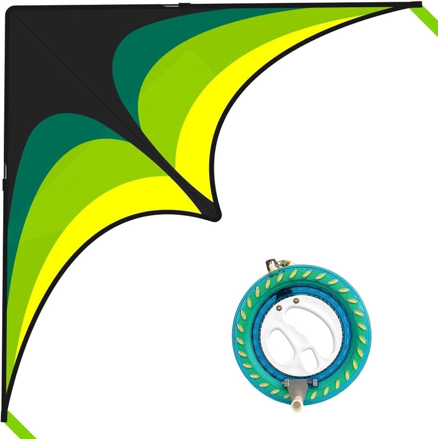 Mint's Colorful Life 60'' Delta Kite - Easy Flying & String Spool for Kids and Adults | Perfect Beach Set