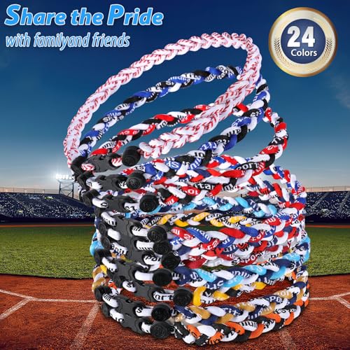 Pack of 12 Baseball Necklaces - 18 Inch Multi-Color Rope Design