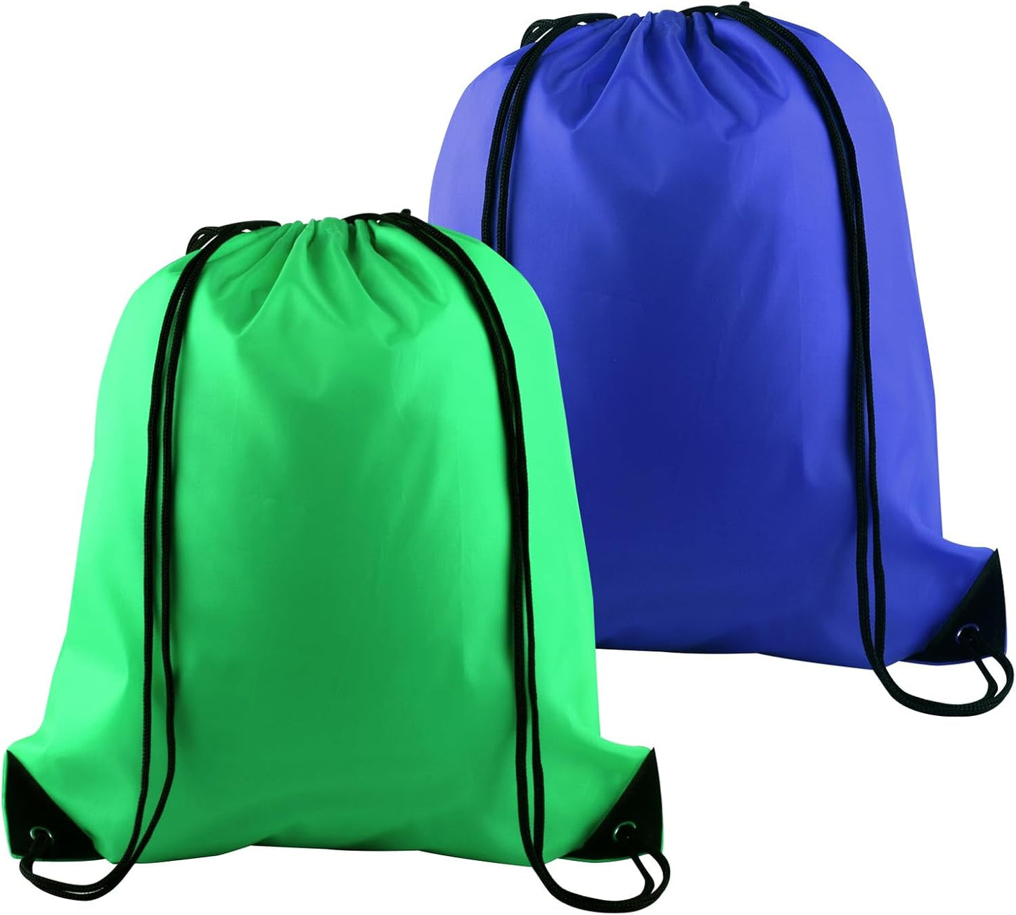 PLULON Drawstring Backpack Set - 2Pcs Cinch Sack for Gym, Yoga & Travel - Green & Blue