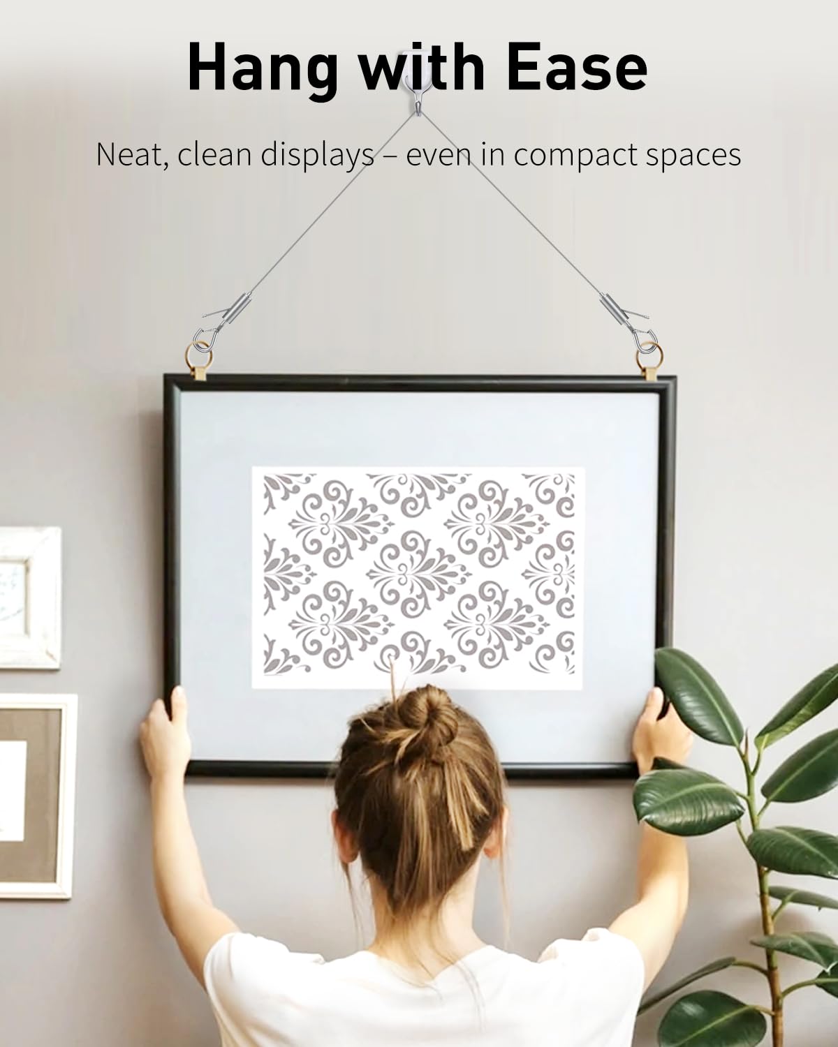 Uniclife Adjustable Picture Hanging Wire, 6.6 Feet 1/16", Picture Hanging Kit for up to 100 lbs, Heavy Duty Stainless Steel Wire Rope for Mirror Curtain Photo Frame & Art, 4 Pack