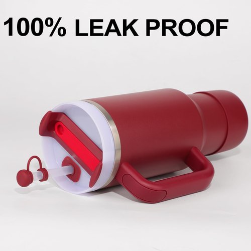 HYZ Silicone Spill Proof Stopper Set - 8 Piece Accessories for Stanley H2.0 Tumblers | Cranberry