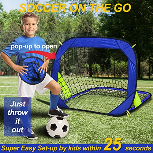 Pop Up Soccer Goal for Backyard & Beach Training - Blue
