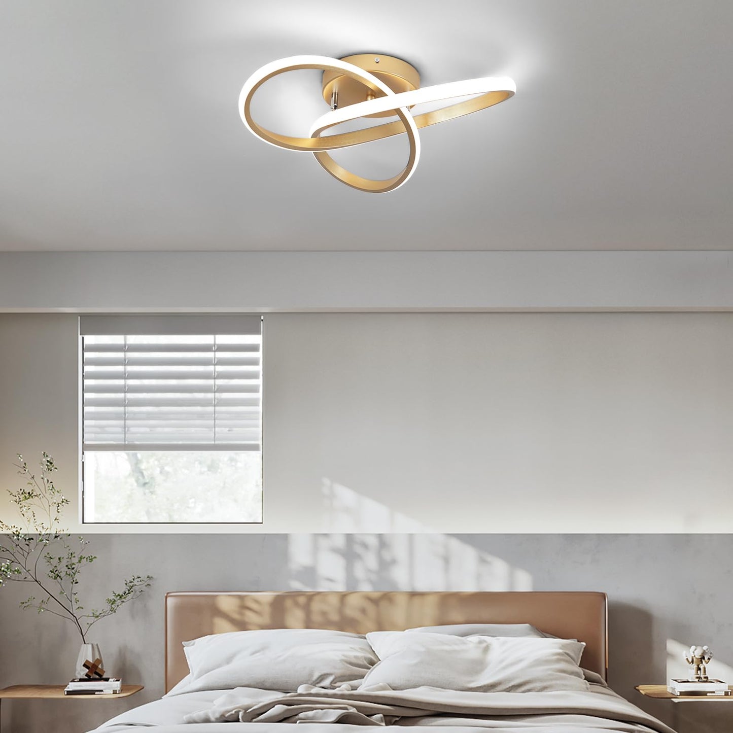 CANEOE Modern Led Ceiling Light,Dimmable Close to Ceiling Light with Remote Control Gold Flush Mount Ceiling Lamp for Bedroom Living Room Kitchen Laundry Room Lamp Lighting Fixtures
