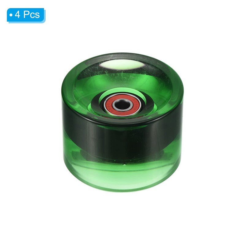 PATIKIL 70mm 78A Longboard Wheels with Red ABEC-9 Bearings, 4 Pack Soft Cruiser Wheels Street Wheels for Skateboards Skateboard Wheel PU, Clear Green