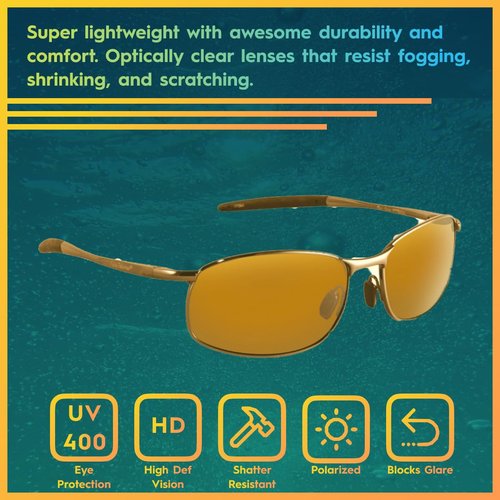 Flying Fisherman San Jose Polarized Sunglasses with AcuTint UV Blocker for Fishing and Outdoor Sports, Amber Lenses Medium/Large