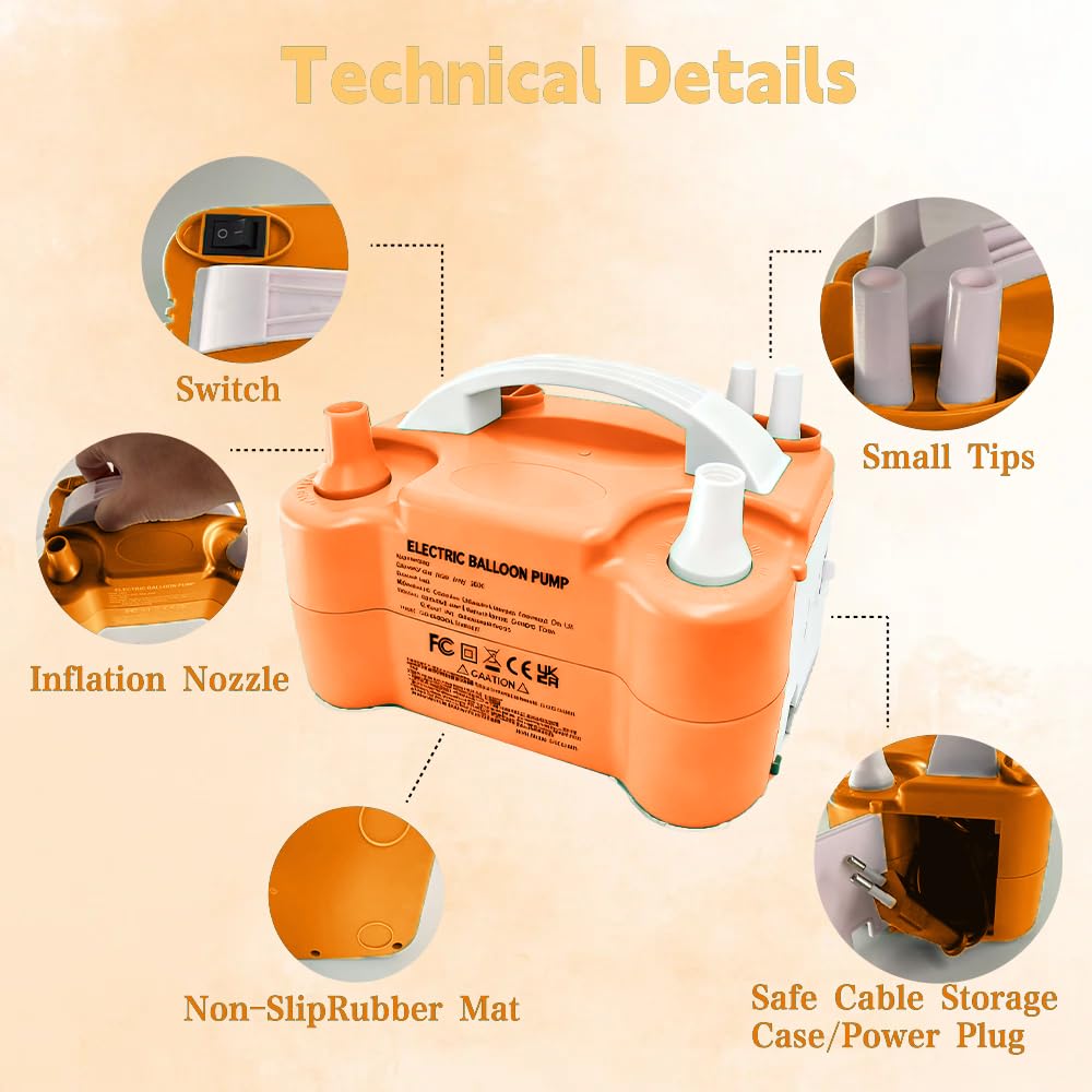 Electric Balloon Pump,4-in-1 Portable Electric Air Balloon Blower Machine for All Balloons, Air Pump for Sports Balls, Inflator& Deflator for Inflatables
