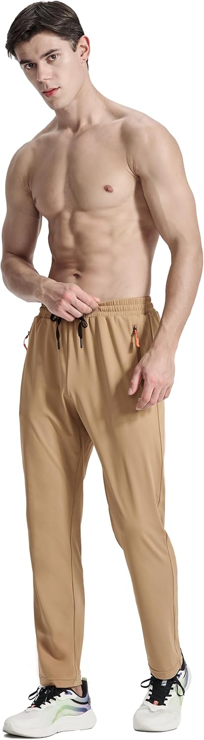 Skiennix Men's Joggers - Athletic Running Sweatpants with Zipper Pockets | Stretch Fit for Gym & Track