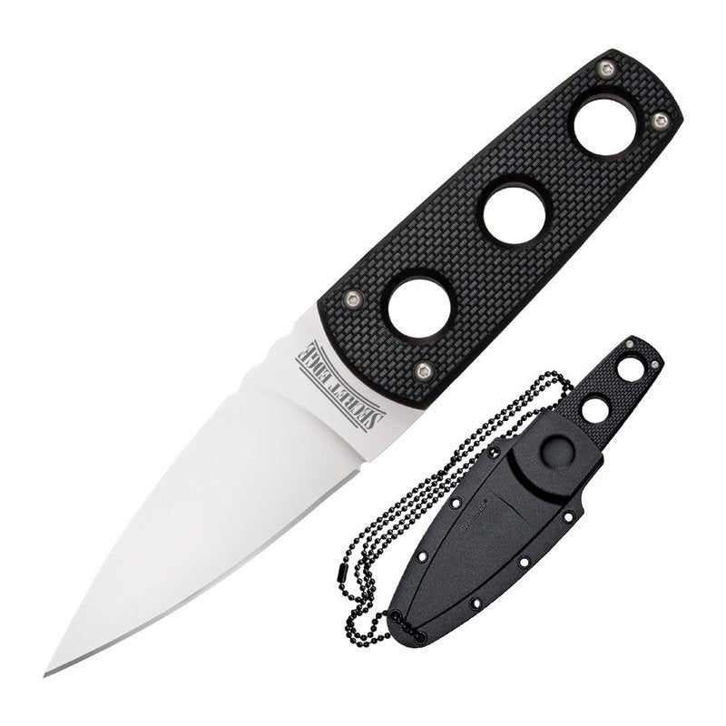 Cold Steel Secret Edge Durable Lightweight Japanese AUS8A Steel Drop Point 3.5" Fixed Blade Tactical Outdoor Hunting Concealed Carry Neck Knife, Griv-Ex Handle, Secure-Ex Sheath