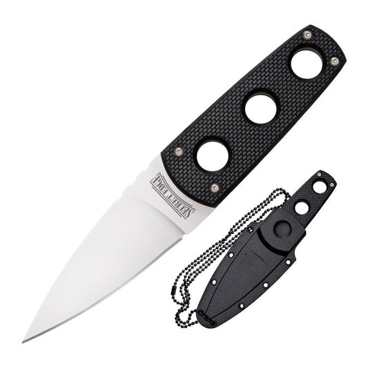 Cold Steel Secret Edge Durable Lightweight Japanese AUS8A Steel Drop Point 3.5" Fixed Blade Tactical Outdoor Hunting Concealed Carry Neck Knife, Griv-Ex Handle, Secure-Ex Sheath