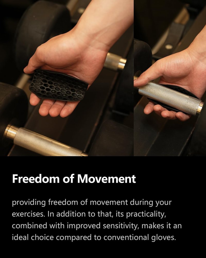 VAGUYGY Workout Grips,Rubber Fingerless Gym Gloves, Pull Up Grips for Men Women Crosstraining Palm Grips Hand Protection，Suitable for Gym & Home Workouts, Improves Grip Strength（1，black）