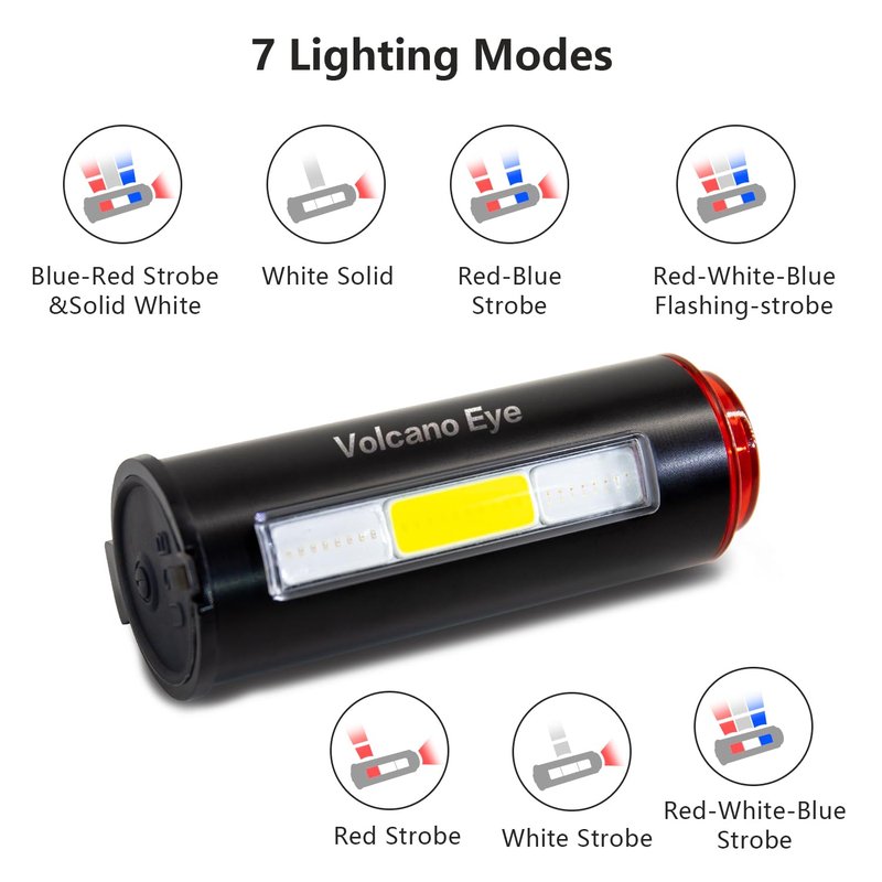 Bike Tail Light, USB Rechargeable LED Safety Light for Bicycle, Ultra Bright Waterproof Cycling Rear Taillight, Red/White/Blue 7 Light Modes Fits on Any Road or Mountain Bike