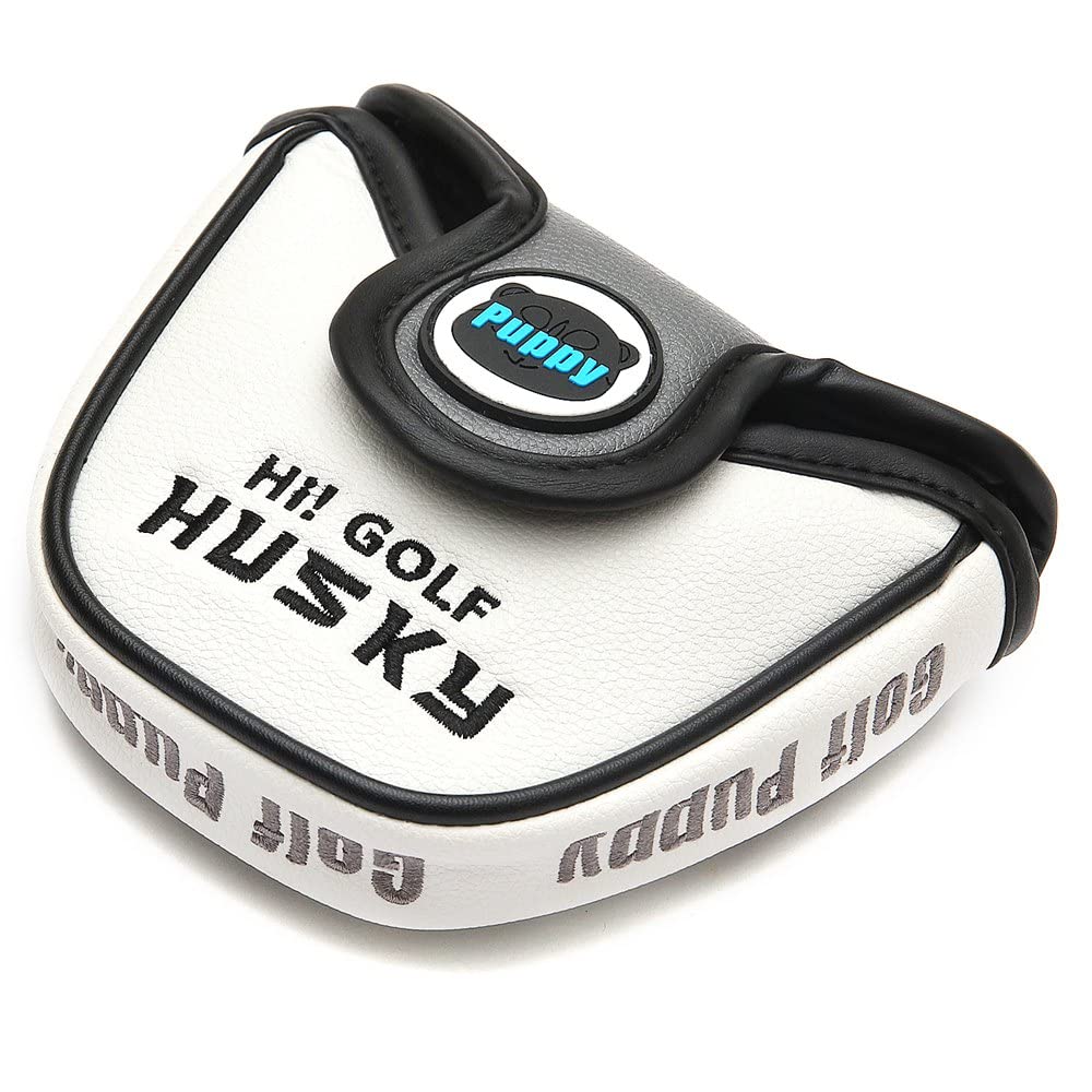 SHABIER PU Leather Mallet Putter Head Cover with Husky Design Golf Club Funny PU Leather Cartoon Animals Headcovers Protector (Mallet Putter Cover)