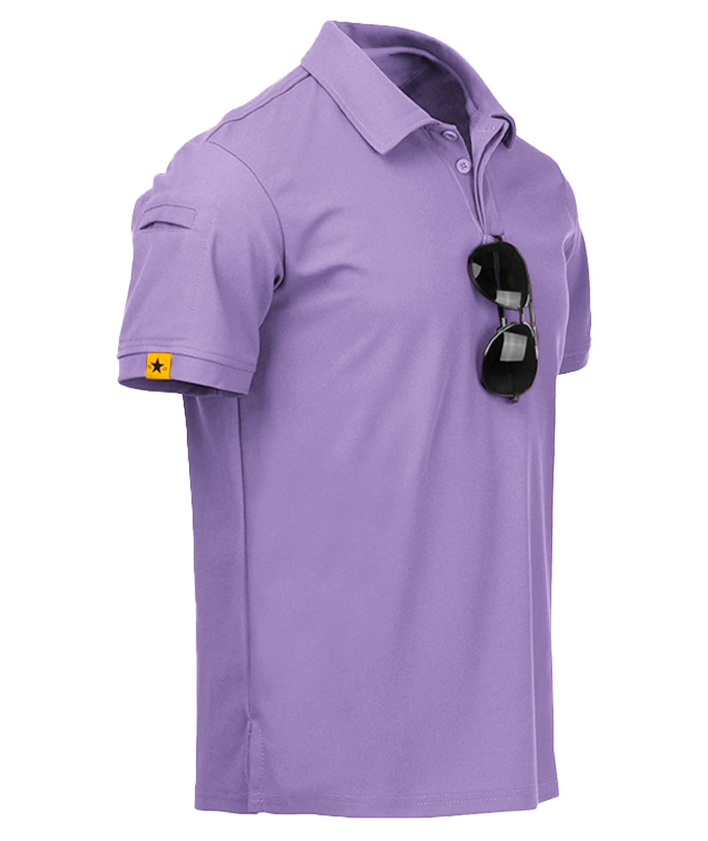 ZITY Mens Polo Shirt Short Sleeve Sports Tactical T-Shirt Athletic Golf Polos Daily Casual Stylish Collared Shirts for Men Lilac XX-Large