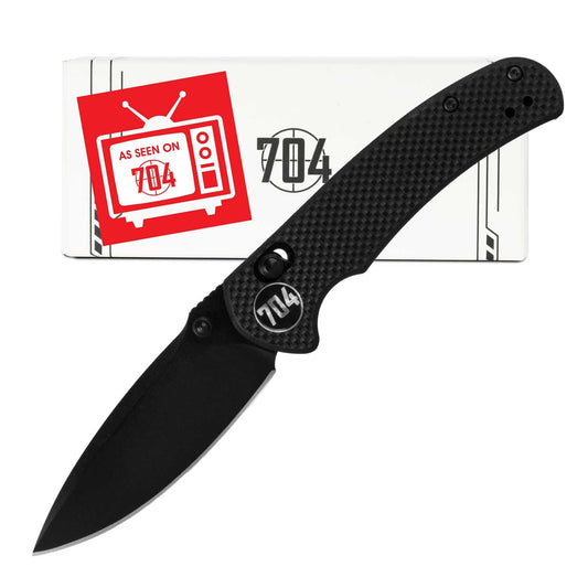 704 Gear Urban Ranger Lite V2 | EDC Folding Pocket Knife with Ambidextrous Thumbstud and Crossbar Lock | 2.91" Blade, 14C28N Steel, Reversible Pocket Clip | Black/Black