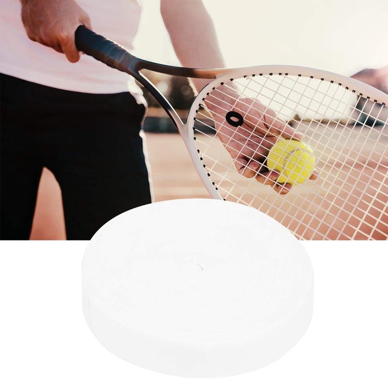 Naroote Badminton Racquet Towel Grip, 10M Polyester Fiber Sweat Absorption Anti-Skid Badminton Racket Grip Tape Breathable Soft Hand Outdoor Sport Tool for Badminton Rackets Tennis Rackets(White)