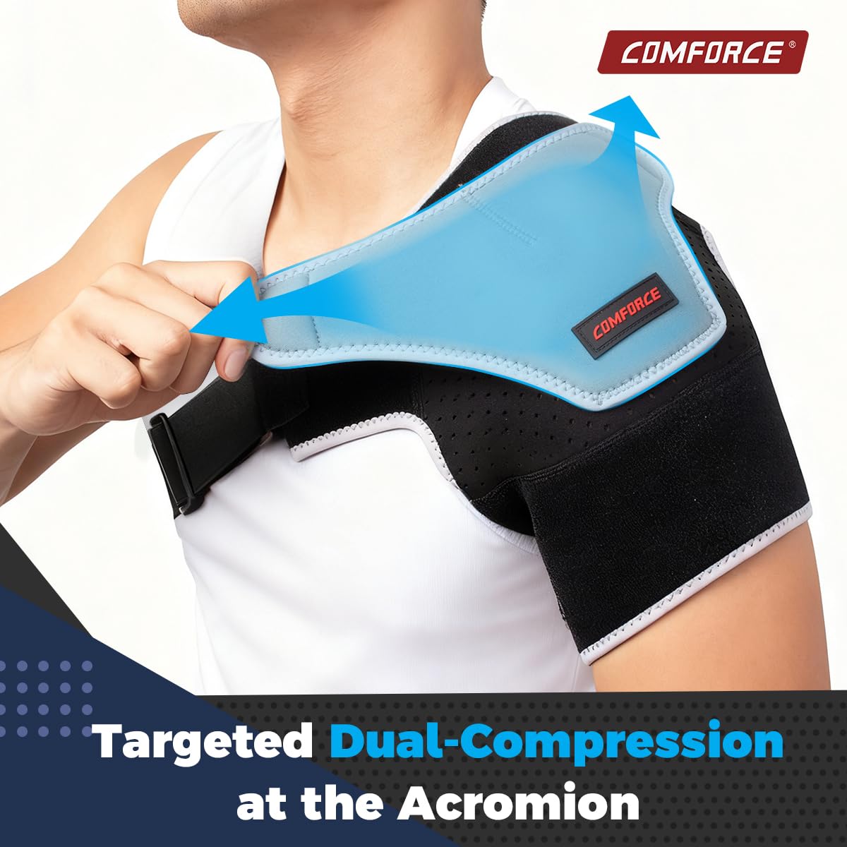 Copper Compression Shoulder Brace, Rotator Cuff Support Brace for AC Joint Pain Relief, Arm Stability, Tendonitis, Shoulder Sleeves for Men and Women, Adjustable Straps Fits Left and Right Arm
