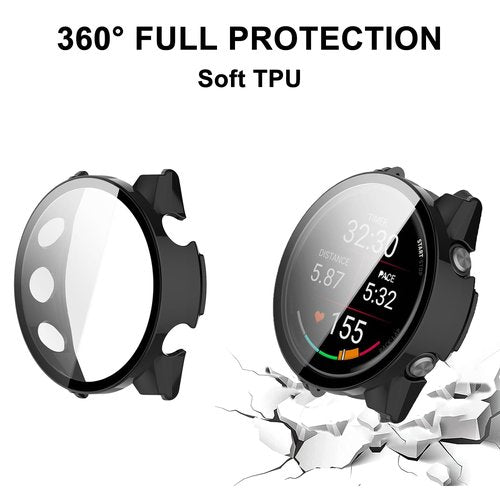 HXFRTYU 8 Pack Case for Garmin Forerunner 970 Smartwatch Screen Protector, Hard PC Bumper Overall Protective Tempered Glass Cover Accessories for Women Men