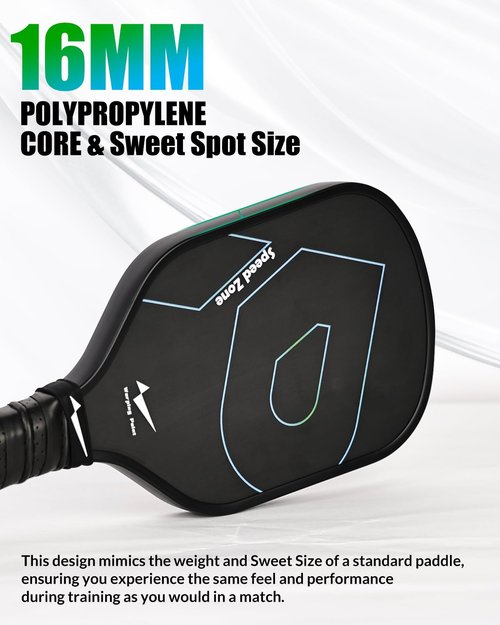 Warping Point Pickleball Training Paddle with Dual Different Friction Surface Technology, T700 Raw Carbon Fiber Pickleball Sweet Spot Trainer with Elongted Handle, 16mm Core Practice Pickleball Paddle